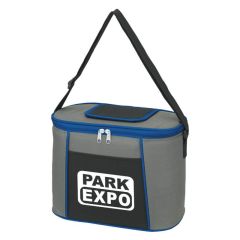cooler bag with adjustable strap, easy access compartment and main zippered compartment