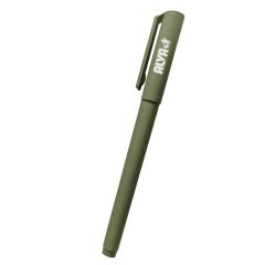 green aluminum pen with an imprint saying alva