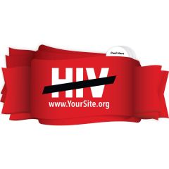 Red end hiv sticker with www.yoursite.org text below