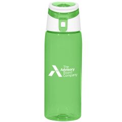 personalized green plastic bottle with white and green lid and an imprint on the front saying the advisory board company