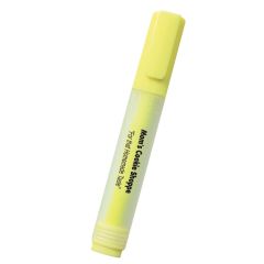 personalized yellow highlighter with cap, clip, and an imprint saying mom's cookie shoppe "for that homemade taste"