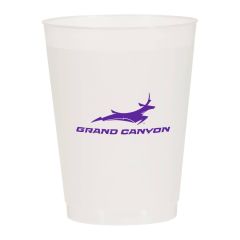 white plastic cup with purple imprint on front saying grand canyon