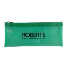 personalized green translucent pouch with zippered main compartment