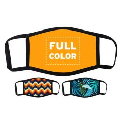 custom 3 layer masks with two designs and the enlarged image being a brunt orange mask with text saying full color