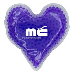 purple heart gel bead hot and cold pack with an imprint saying themarketingcafé