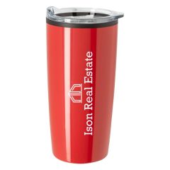 red stainless steel tumbler with an imprint saying Ison Real Estate