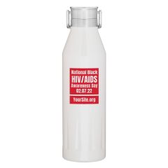 a white stainless steel bottle with a handle on the lid and text saying National Black HIV/AIDS Awareness Day with the date below