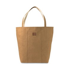 natural colored tote bag with blue carrying handles and an imprint saying @rie online florist
