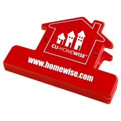 red house shaped food clip with an imprint saying cu-homewise with www.homewise.com text below