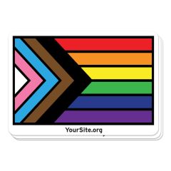 trans and pride flag combined with yoursite.org text below