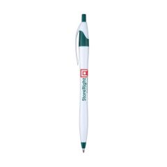 personalized green and white pen with full color imprint saying store right self-defense
