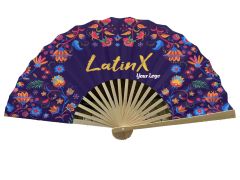 LatinX Purple Flower  Bamboo Snap Fan