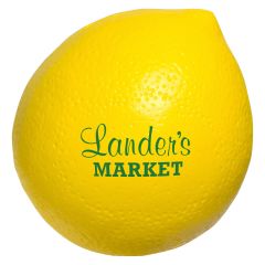 personalized yellow lemon stress reliever with imprint on front