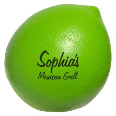 personalized green lime stress reliever with imprint on front