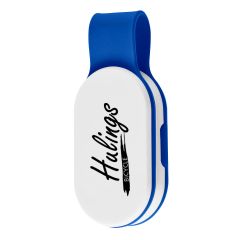 personalized blue and white safety light with magnetic closure
