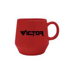 red mug with an imprint saying Victor