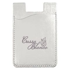 personalized silver metallic phone wallet with silk-screen