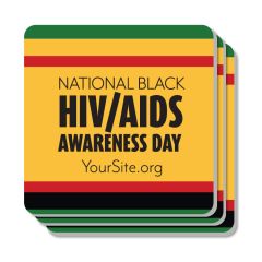 a coaster with text saying National Black HIV/AIDS Awareness Day