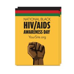 a sticker saying National Black HIV/AIDS Awareness Day with a fist below