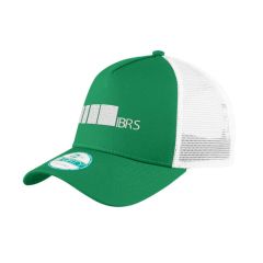 green and white trucker hat with embroidered stitching saying ibrs
