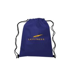 non-woven drawstring bag with an imprint saying LA Fitness