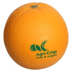 personalized orange stress reliever with imprint on front