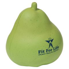 personalized green pear stress reliever with imprint on front