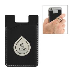 personalized black phone wallet with phone ring and stand