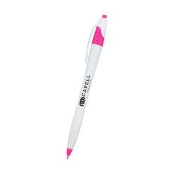 white pen with a pink trim an imprint saying capel health solutions