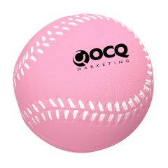 pink baseball stress reliever with an imprint saying cocq marketing