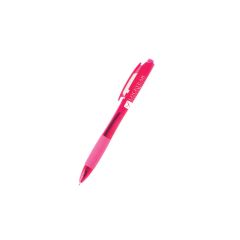 pink translucent pen with pink grip and an imprint saying lockyear title, llc