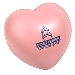 pink heart stress reliever with an imprint saying port haven counseling services