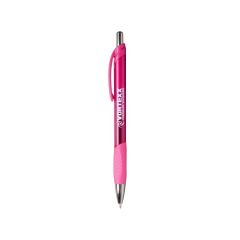 pink translucent pen with pink grip and an imprint saying vortex pressure washers