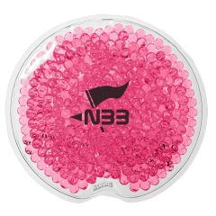 pink mini gel bead hot and cold with an imprint saying nbb