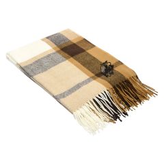 custom brown/white/black throw blanket with embroidered imprint saying sl