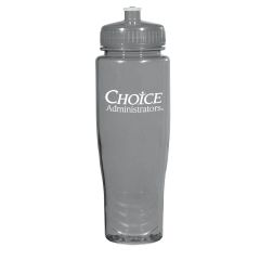 gray plastic bottle with matching screwable lid and an imprint saying choice administrators