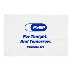 white rally towel with prep logo and text below saying for tonight. and tomorrow. with yoursite.org text below