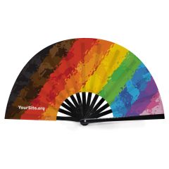 snap fan with rainbow painted image and yoursite.org text in the bottom left