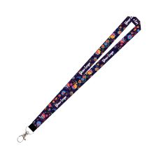 Purple  Flower Collection - Full Color Customizable Spring Clip Lanyard
