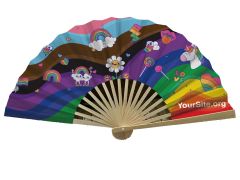Rainbow Joy Bamboo Snap Fan