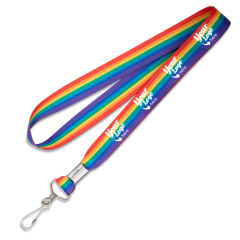 Colorful Rainbow Sublimated Lanyard - 3/4 Inch Width, Pre-Designed, Durable & Vibrant