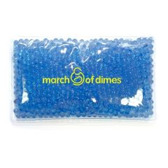 blue gel bead hot and cold pack with an imprint saying march of dimes