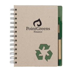 personalized green recycled covered notebook with matching pen