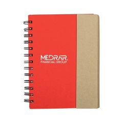 red and natural magnetic notebook with an imprint saying Medrar Financial Group