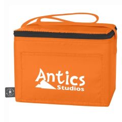 orange cooler bag with a front pocket with an imprint Antics Studios
