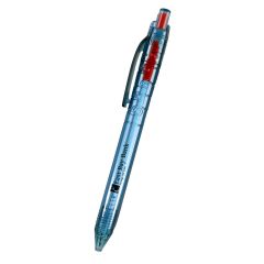 clear blue pen with a red top and an imprint saying east bay bank saving and loan