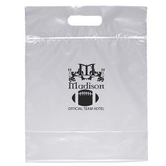 clear plastic bag with an imprint saying Madison Official Team Hotel