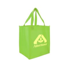 green non-woven tote bag with an imprint saying Albertsons