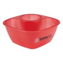 Personalized red container with imprint on side