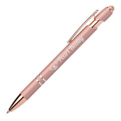 rose gold pen with a laser engraving saying pearl realty